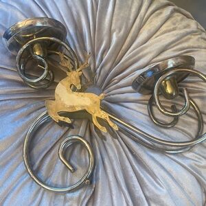 Vintage Large Brass Deer Reindeer Candle Holder Hold 2 Candles Christmas Decor!